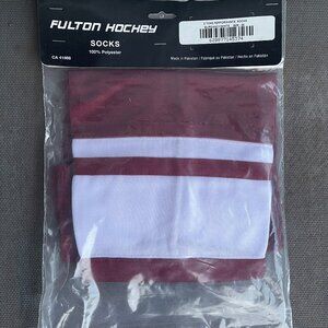 Fulton Hockey socks ~ 24" Junior ~ 2 Tone burgundy/white